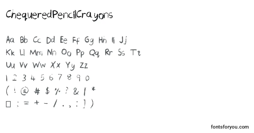 A fonte ChequeredPencilCrayons – alfabeto, números, caracteres especiais