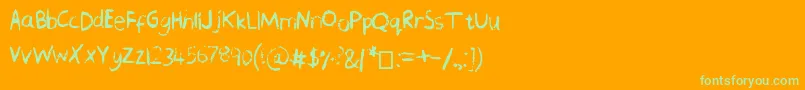ChequeredPencilCrayons Font – Green Fonts on Orange Background