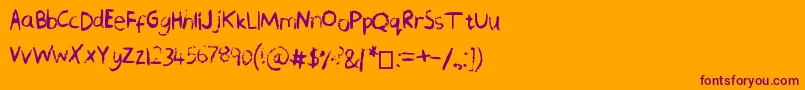 Czcionka ChequeredPencilCrayons – fioletowe czcionki na pomarańczowym tle