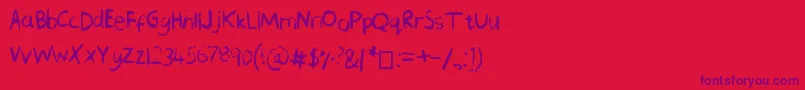 Шрифт ChequeredPencilCrayons – фиолетовые шрифты на красном фоне