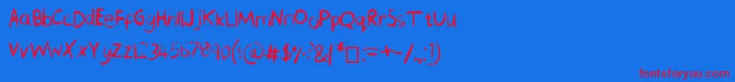 ChequeredPencilCrayons-Schriftart – Rote Schriften auf blauem Hintergrund