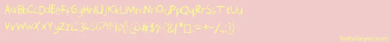 ChequeredPencilCrayons Font – Yellow Fonts on Pink Background