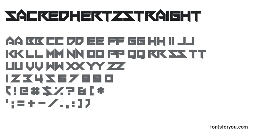 Fuente SacredHertzStraight - alfabeto, números, caracteres especiales