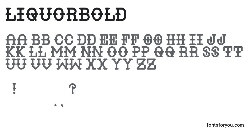 Schriftart LiquorBold – Alphabet, Zahlen, spezielle Symbole