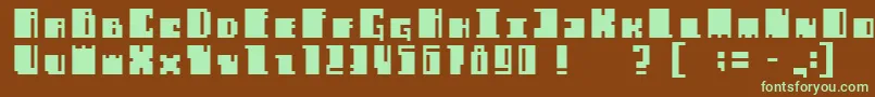 フォントAlachuabold – 緑色の文字が茶色の背景にあります。