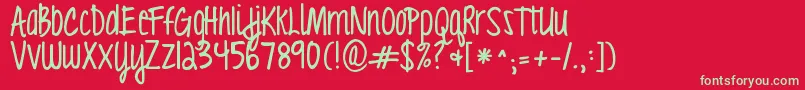 More about Kgloveyouthroughit Font Kgloveyouthroughit Font – Green Fonts on Red Background