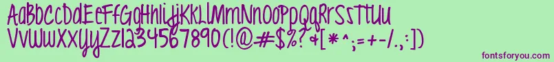 Kgloveyouthroughit Font – Purple Fonts on Green Background
