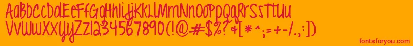 Kgloveyouthroughit Font – Red Fonts on Orange Background