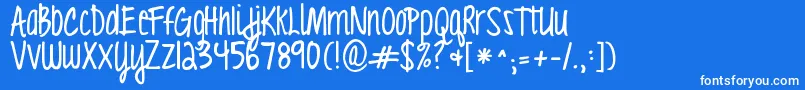 Kgloveyouthroughit Font – White Fonts on Blue Background