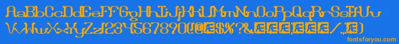Draggle ffy-Schriftart – Orangefarbene Schriften auf blauem Hintergrund