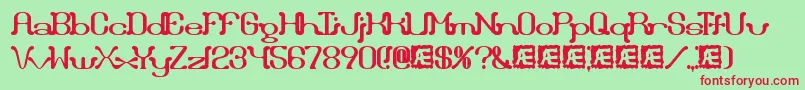 Draggle ffy-Schriftart – Rote Schriften auf grünem Hintergrund