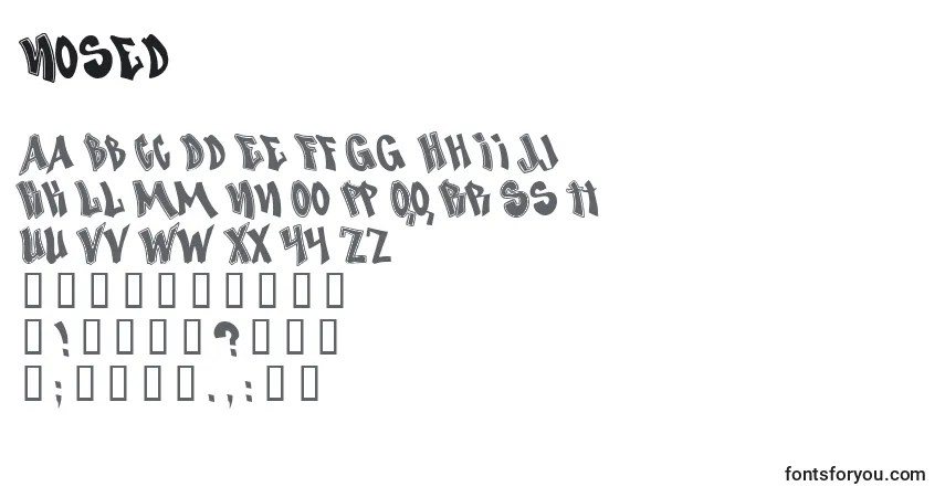 Schriftart Nosed – Alphabet, Zahlen, spezielle Symbole