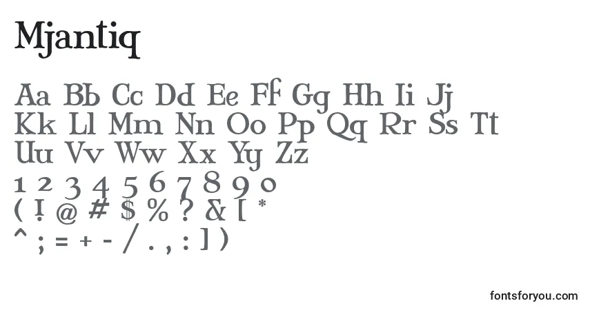 Schriftart Mjantiq – Alphabet, Zahlen, spezielle Symbole