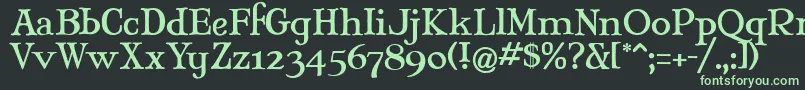 フォントMjantiq – 黒い背景に緑の文字