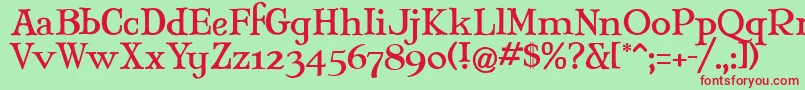 Mjantiq-Schriftart – Rote Schriften auf grünem Hintergrund