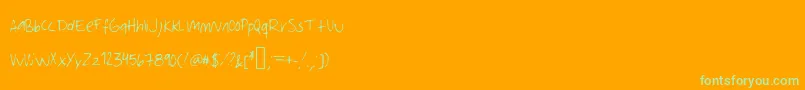 フォントAmanda – オレンジの背景に緑のフォント