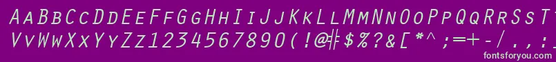 フォントScribeSsiItalicSmallCaps – 紫の背景に緑のフォント