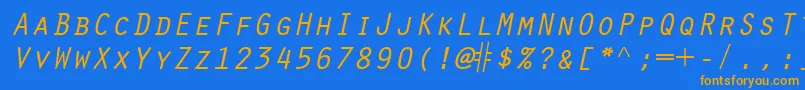 ScribeSsiItalicSmallCaps Font – Orange Fonts on Blue Background