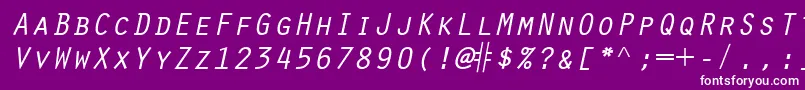 フォントScribeSsiItalicSmallCaps – 紫の背景に白い文字