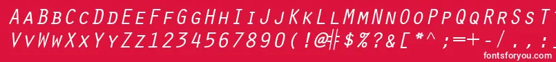 フォントScribeSsiItalicSmallCaps – 赤い背景に白い文字