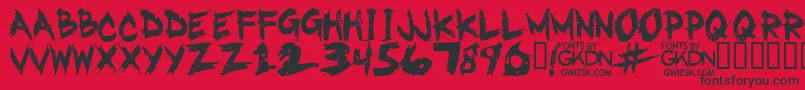 GwizskRegular-fontti – mustat fontit punaisella taustalla