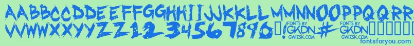 GwizskRegular-Schriftart – Blaue Schriften auf grünem Hintergrund