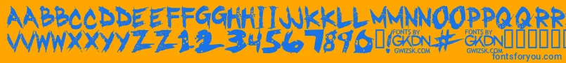 GwizskRegular-Schriftart – Blaue Schriften auf orangefarbenem Hintergrund