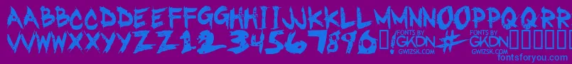 フォントGwizskRegular – 紫色の背景に青い文字