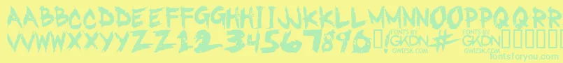 GwizskRegular-Schriftart – Grüne Schriften auf gelbem Hintergrund