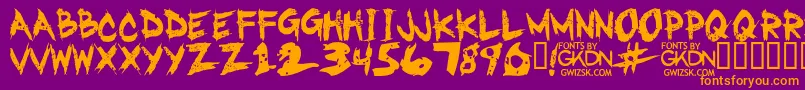GwizskRegular-fontti – oranssit fontit violetilla taustalla