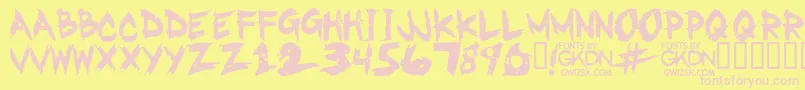 Fonte GwizskRegular – fontes rosa em um fundo amarelo