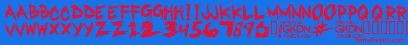 フォントGwizskRegular – 赤い文字の青い背景