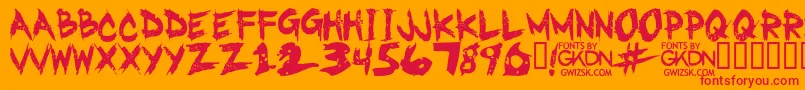 フォントGwizskRegular – オレンジの背景に赤い文字