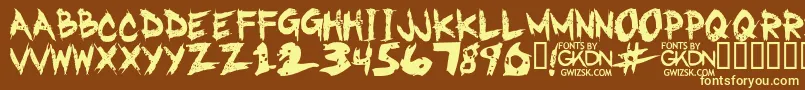 GwizskRegular Font – Yellow Fonts on Brown Background