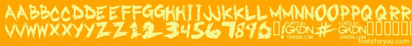 GwizskRegular-fontti – keltaiset fontit oranssilla taustalla