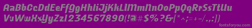 AlusineOblique-Schriftart – Graue Schriften auf violettem Hintergrund