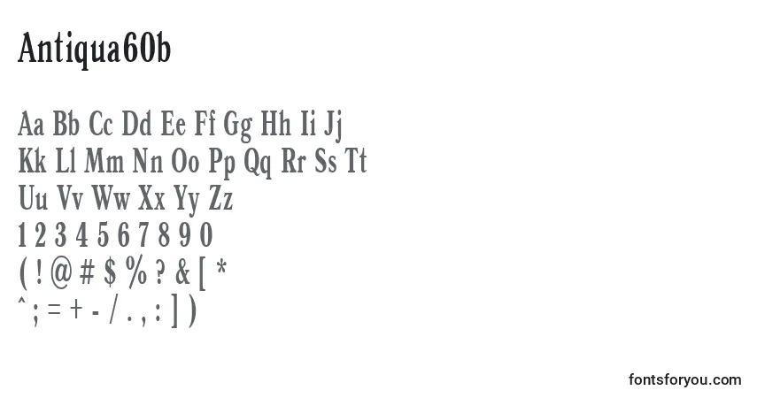 Antiqua60b-fontti – aakkoset, numerot, erikoismerkit