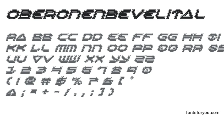 A fonte Oberonenbevelital – alfabeto, números, caracteres especiais