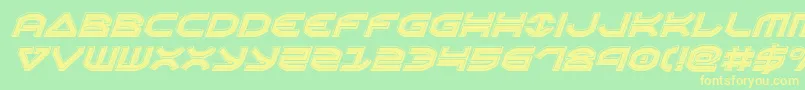フォントOberonenbevelital – 黄色の文字が緑の背景にあります