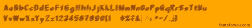 Scrfibble3D-Schriftart – Braune Schriften auf orangefarbenem Hintergrund