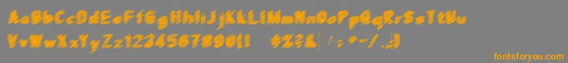 フォントScrfibble3D – オレンジの文字は灰色の背景にあります。