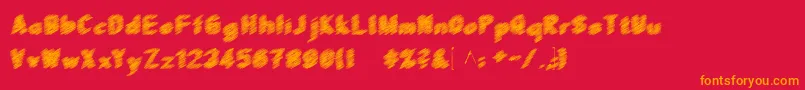 Scrfibble3D-Schriftart – Orangefarbene Schriften auf rotem Hintergrund