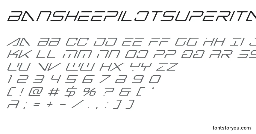 Schriftart Bansheepilotsuperital – Alphabet, Zahlen, spezielle Symbole