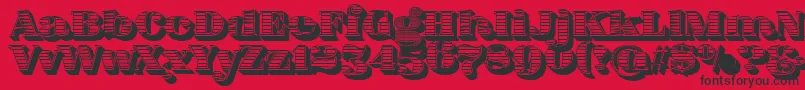 FatFlamingo5WoodcutBlack-Schriftart – Schwarze Schriften auf rotem Hintergrund