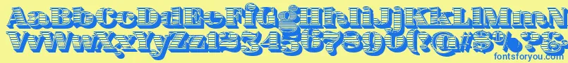 Шрифт FatFlamingo5WoodcutBlack – синие шрифты на жёлтом фоне