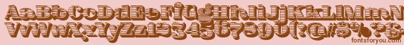 FatFlamingo5WoodcutBlack-Schriftart – Braune Schriften auf rosa Hintergrund