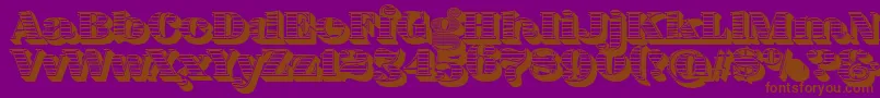 フォントFatFlamingo5WoodcutBlack – 紫色の背景に茶色のフォント