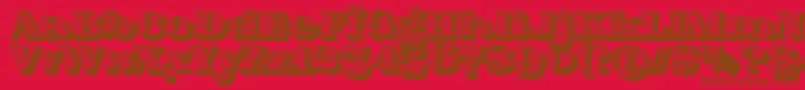フォントFatFlamingo5WoodcutBlack – 赤い背景に茶色の文字