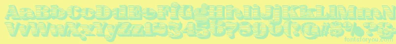 FatFlamingo5WoodcutBlack-fontti – vihreät fontit keltaisella taustalla