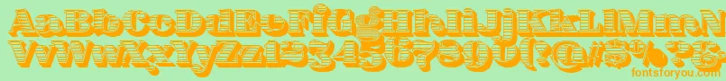 FatFlamingo5WoodcutBlack Font – Orange Fonts on Green Background